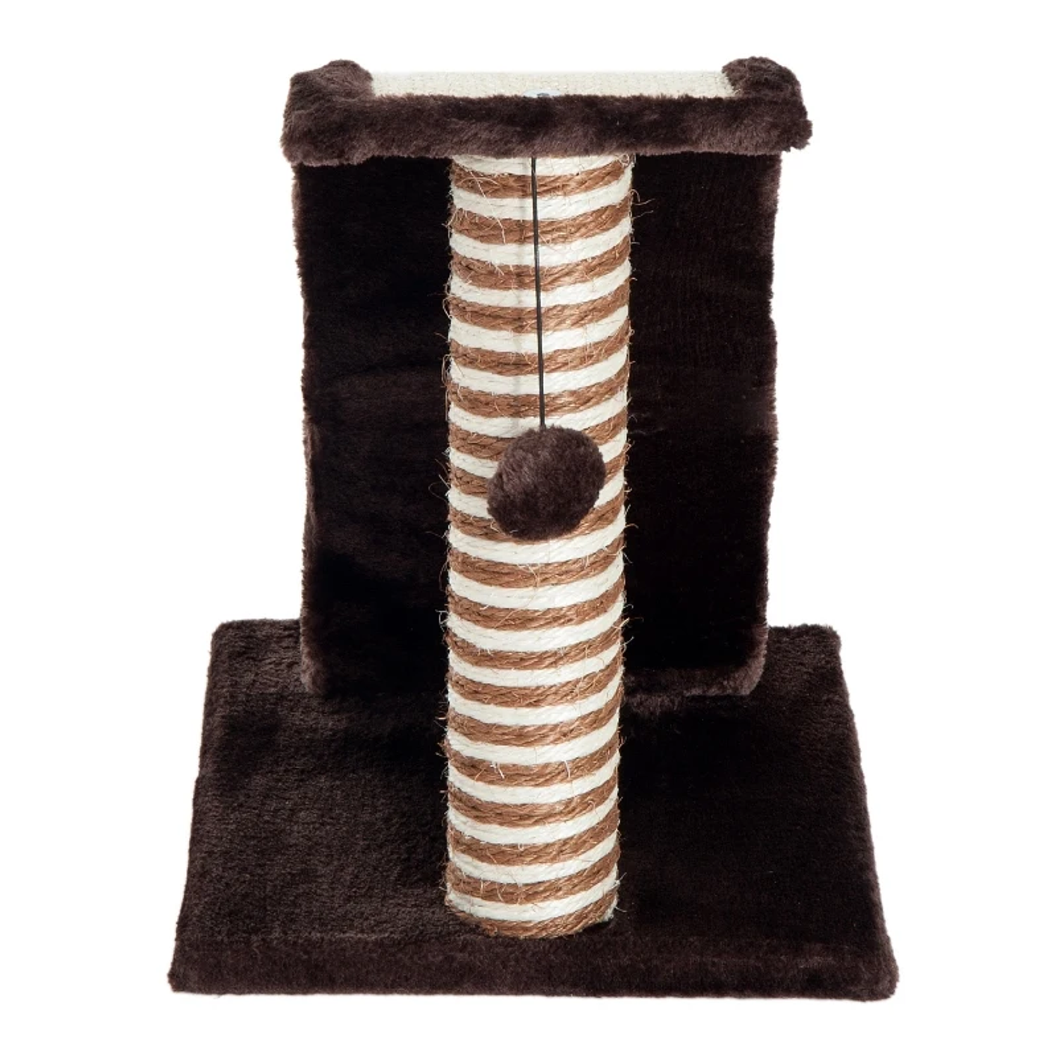 Activity Center Cat Scratching Tree with Natural Sisal Column and Ball for Playing and Scratching - Color: Brown and Cream – 35 x 30 x 39 cm 9