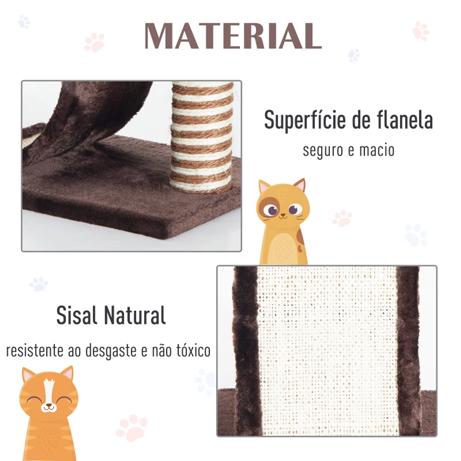 Centro de Actividades Árbol Rascador para Gatos con Columna de Sisal Natural y Pelota para Jugar y Rascar - Color: Marrón y Crema - 35 x 30 x 39 cm 4