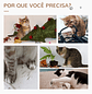 Árvore Arranhador para Gatos com Túnel Superior Poste Arranhador de Juta Natural Almofada Removível e Brinquedo Suspenso 40x30x56cm Bege - Thumbnail 5