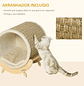 Barrel Type Raised Cat Bed with Scratching Surface and Cushion 41x38x43cm Wood - thumbnail 5