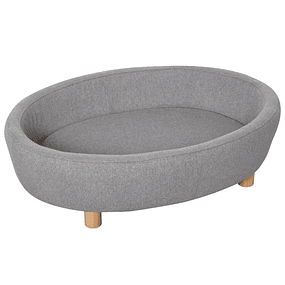 Sofá cama para mascotas con cojín acolchado extraíble Patas de madera Bordes elevados 81x61x24 cm Gris