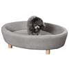 Sofá cama para mascotas con cojín acolchado extraíble Patas de madera Bordes elevados 81x61x24 cm Gris