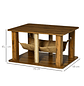 Mesa Auxiliar Mesa de Café com Rede 2 Postes de Arranhar de Juta e Prateleira Inferior de Armazenamento 79x59x45,5cm Marrom - Thumbnail 2