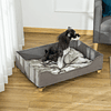 Sofá para Perros Gatos Cama para Mascotas Pequeñas y Medianas con Cojín Extraíble Lavable y Pies Elevados de Madera 81x56x23,5cm Gris