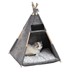 Tenda tipi para Animais de Estimação de Feltro com Almofada lavável e Removível 58x58x80cm Cinza