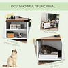 Casa Móvil de Madera para Gatos 2 en 1 Caja de Arena para Gatos con Puerta Corredera y Estante Interior 109x51x52cm Blanco