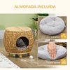 Cueva para Gatos Cama para Gatos con Cojín Lavable y Pies 44x43x42cm Madera