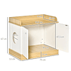 Casa para Gatos de Madeira Móvel Caixa de Areia para Gatos 2 em 1 com Bancada de Armazenamento Dupla Porta e Orifício de Entrada Lateral 75x53x67cm Branco e Carvalho