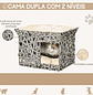 Cesta de Vime para Gatos de 2 Níveis Cama Caverna de Gatos com 2 Almofadas Suaves Estrutura de Metal 51x42x37cm Cinza e Bege - Thumbnail 3