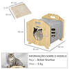 Casa para Gatos de Madeira e Feltro Casa para Animais de Estimação com Almofada Suave lavável Orifício de Entrada e 2 Alças para Interior 40x39x40cm Madeira e Cinza