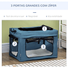 Transportadora para Cães e Gatos Portátil Dobrável com 3 Portas e Almofada Suave 60x42x42 cm Azul