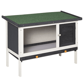Raised Wooden Hutch Cage for Rabbits Guinea Pigs and Small Animals with Asphalted Roof Removable Tray and Door with Lock 90x45x65cm Black