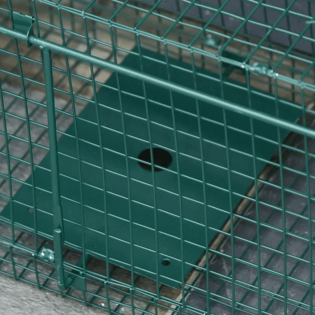 Trampa de 2 puertas para animales vivos Jaula de captura metálica con asa 100x25x28 cm Verde oscuro