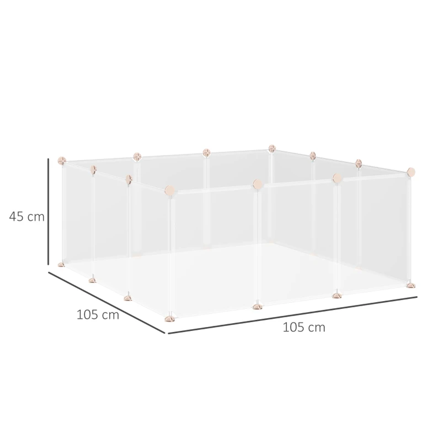 Jaula Metálica Modular Valla Animal Pequeño con 12 paneles y 24 conectores para conejos, cobayas 105x105x45 cm Blanco 2