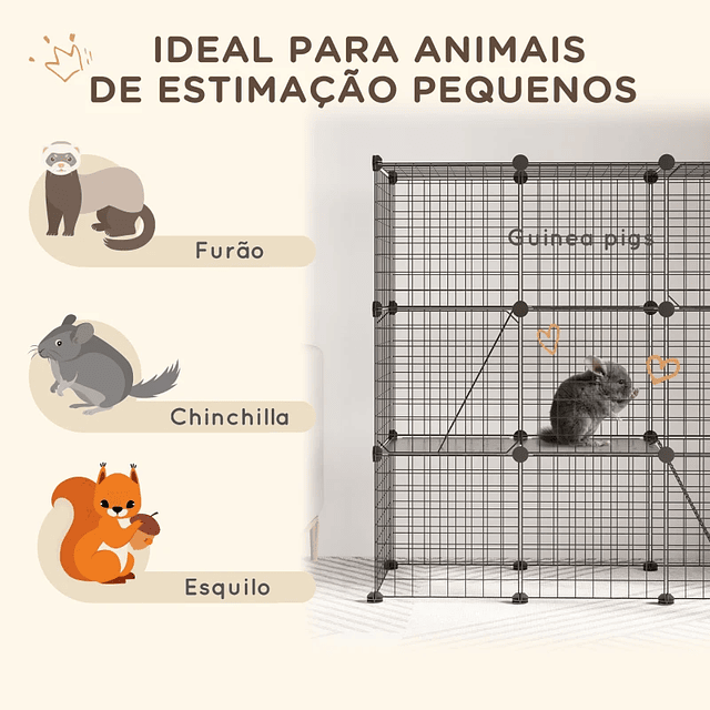 Valla para animales pequeños de 31 paneles Parque de mascotas personalizable con rampas y puertas 105x45x105 cm Negro