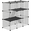 31 Panel Small Animal Fence Customizable Pet Park with Ramps and Gates 105x45x105 cm Black