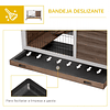 Jaula de Madera para Conejos para Animales Pequeños Portátil con Rampa de Techo Desmontable Bandeja Extraíble 90x53x59cm Marrón