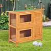 Outdoor Wooden Rabbit Hutch with 2 Levels Cage for 1-2 Rabbits Small Animals with Asphalted Folding Roof and 2 Removable Trays 90x45x90cm Wood