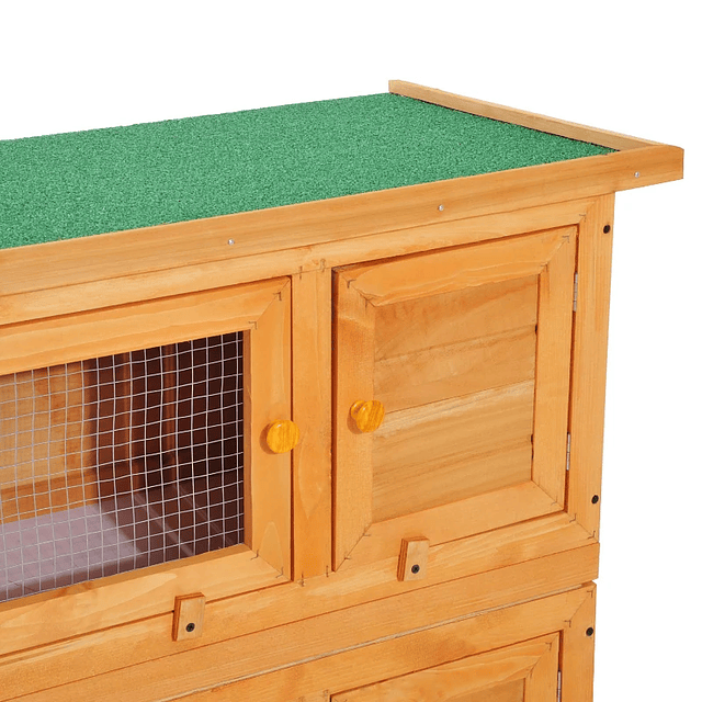 Outdoor Wooden Rabbit Hutch with 2 Levels Cage for 1-2 Rabbits Small Animals with Asphalted Folding Roof and 2 Removable Trays 90x45x90cm Wood