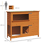 Conejera de madera para exteriores de 2 niveles, jaula para conejos con techo de asfalto, puertas de rampa plegables y 2 bandejas extraíbles, madera de 120x48x100cm - Miniatura 2