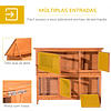 Conejera de madera para exteriores de 2 niveles, jaula para conejos con techo de asfalto, puertas de rampa plegables y 2 bandejas extraíbles, madera de 120x48x100cm