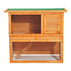 Wooden Outdoor Hutch for Small Animals 2 Levels with Ramp Asphalt Ceiling and Door with Lock 90x45x80 cm Wood and Green