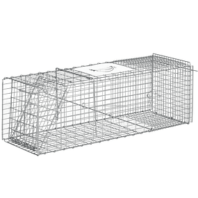 Trampa para Animales Vivos Plegable 93x31x34,5 cm Jaula de Captura con Puerta y Asa para Conejos Roedores Plata