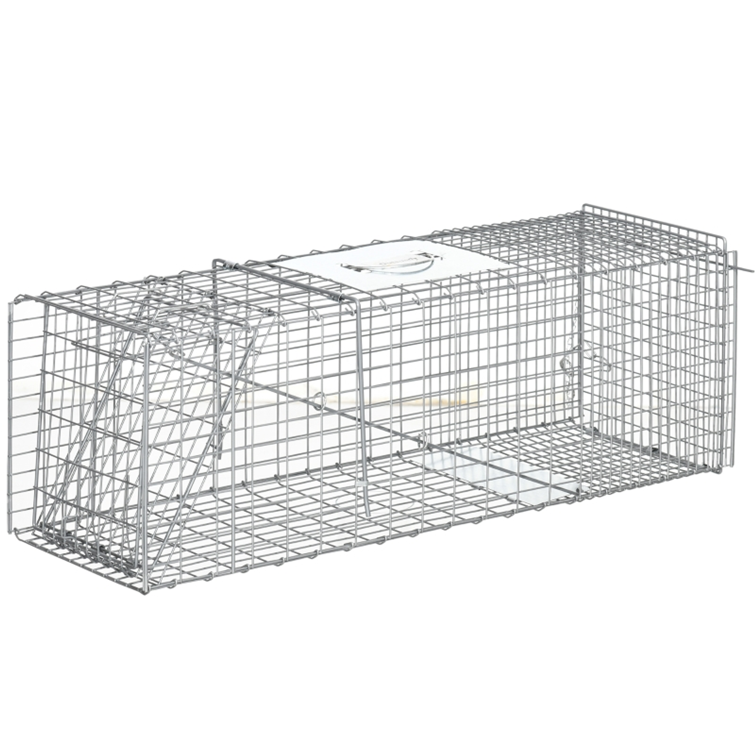 Trampa para Animales Vivos Plegable 93x31x34,5 cm Jaula de Captura con Puerta y Asa para Conejos Roedores Plata 1