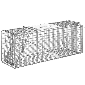 Trampa para Animales Vivos Plegable 81x26x34,5 cm Jaula de Captura con Puerta y Asa para Conejos Roedores Plata
