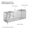 Trap for Live Animals Foldable 81x26x34,5 cm Catching Cage with Door and Handle for Rabbits Rodents Silver