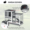 Indoor Wooden Rabbit Hutch with Wheels 2-Story Small Animal Rabbit Cage with Open Area Ramp and 2 Removable Trays 110x50x86cm Gray