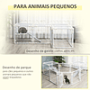 Cerca Metálica para Animais de Estimação Gaiola para Coelhos com 16 Painéis com Trava e Escada para Cobaias Desenho DIY 68x68,2x2,5cm Branco