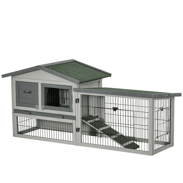 PawHut Conejera de Exterior Jaula para Mascotas Pequeñas 2 Niveles