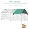 Jaula para Mascotas Jaula para Conejos y Gallinas con 2 Puertas y Protección Solar 220x103x103cm Plata y Verde