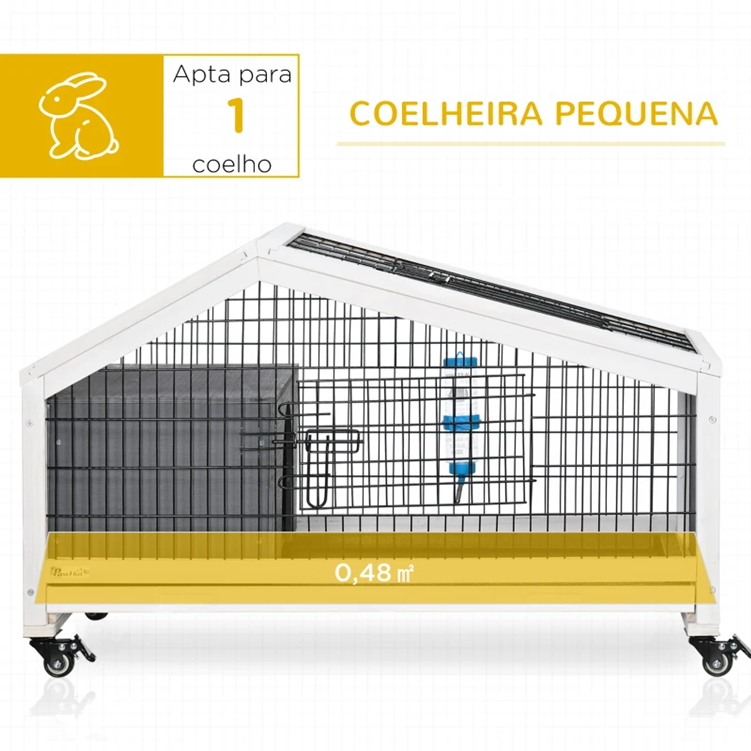 Wooden Hutch with Wheels Rabbit Cage with Removable Tray and Drinker 90x53x55 cm Dark Gray 4