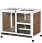 Wooden Rabbit Hutch with Wheels 91.5x53.5x73cm 2-Level Rabbit Cage with Removable Tray and Brown Ramp - thumbnail 8