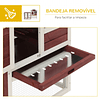 Conejera de madera para exteriores de 2 niveles Jaula para conejos de animales pequeños con área abierta Techo de asfalto Bandeja extraíble y rampa 122x62.6x92cm Rojo