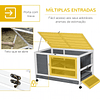 Wooden rabbit hutch for small pets 2 levels with ramp wheels removable tray 102x60x63.5 cm Gray white