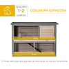 Coelheira de Madeira Exterior Gaiola para 2 Coelhos com 2 Portas com Fechaduras Teto Asfáltico Abatível Bandeja Removível Rampa e Zona Aberta 108x45x78cm Cinza