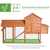 Jaula de madera para gallinas de exterior para animales pequeños gallinas con techo abatible caja nido bandeja rampa 2 ruedas y 2 perchas 213x91x122 cm madera