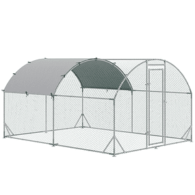 Outdoor Chicken Coop for 6-12 Galvanized Steel Chickens with Oxford Fabric Roof 2.8x3.8x1.97m Silver
