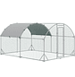 Outdoor Chicken Coop for 6-12 Galvanized Steel Chickens with Oxford Fabric Roof 2.8x3.8x1.97m Silver - thumbnail 1