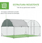 Outdoor Chicken Coop for 6-12 Galvanized Steel Chickens with Oxford Fabric Roof 2.8x3.8x1.97m Silver - thumbnail 4