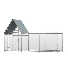 Gallina de exterior grande 302x107x172cm con techo de tela Oxford jaula de gallina de conejo de acero galvanizado con cerradura plateada