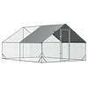 Galinheiro de Exterior Grande 3x4x2m Gaiola para 8-12 Galinhas de Aço Galvanizado com Teto de PE e Fechadura para Coelhos Prata