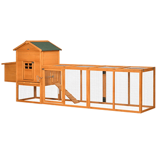 Wooden Chicken Coop for 3-6 Hens with Asphaltic Roof Door with Lock Removable Tray and Ramp 297.5x68x118cm Wood