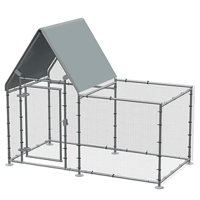 Gallinero grande al aire libre 200x105x172cm con techo de tela Oxford jaula de gallina de conejo de acero galvanizado con cerradura plateada