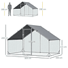 Galinheiro de Exterior Grande 3x2x2m Gaiola para 4-6 Galinhas de Aço Galvanizado com Teto de PE e Fechadura para Coelhos Prata