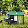 Outdoor Wooden Chicken Coop Chicken Cage with Nest Box Asphalt Ceiling Removable Tray Window and Ramp 170x81x110cm Gray