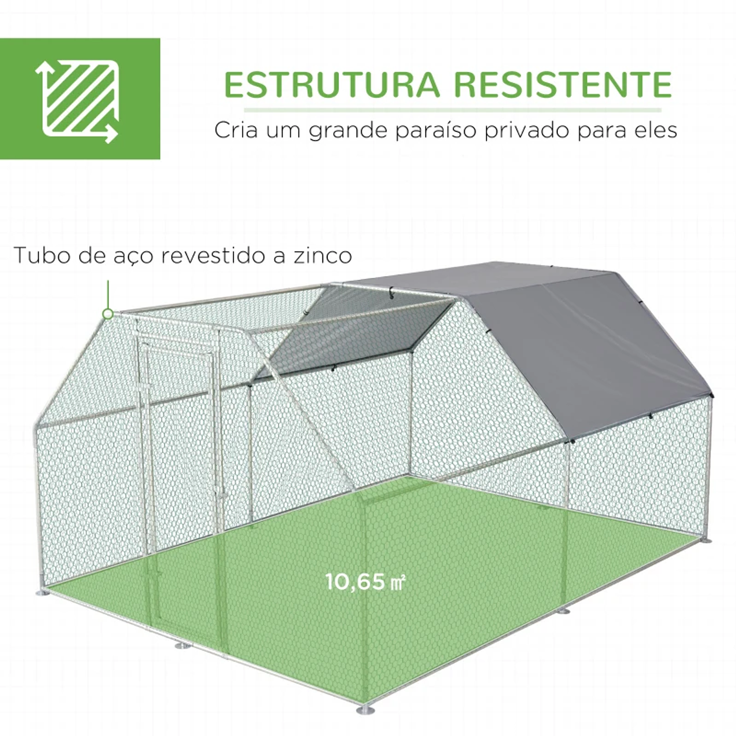 Outdoor chicken coop Galvanized metal poultry cage with lock and Oxford cover 280x380x195cm 3